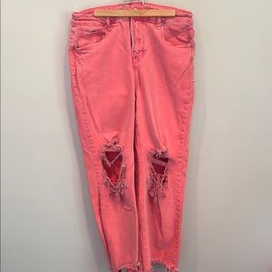 Women's Risen Pink Distressed Jeans